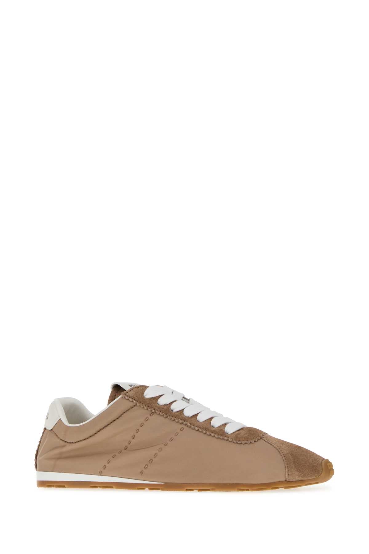 Miu Miu Women Antiqued Pink Fabric And Suede Sneakers MIU MIU