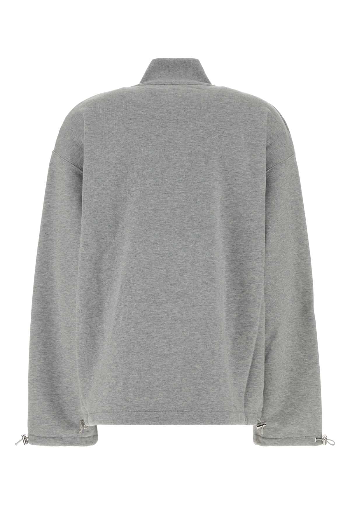 Miu Miu Women Melange Grey Cotton Oversize Sweatshirt MIU MIU