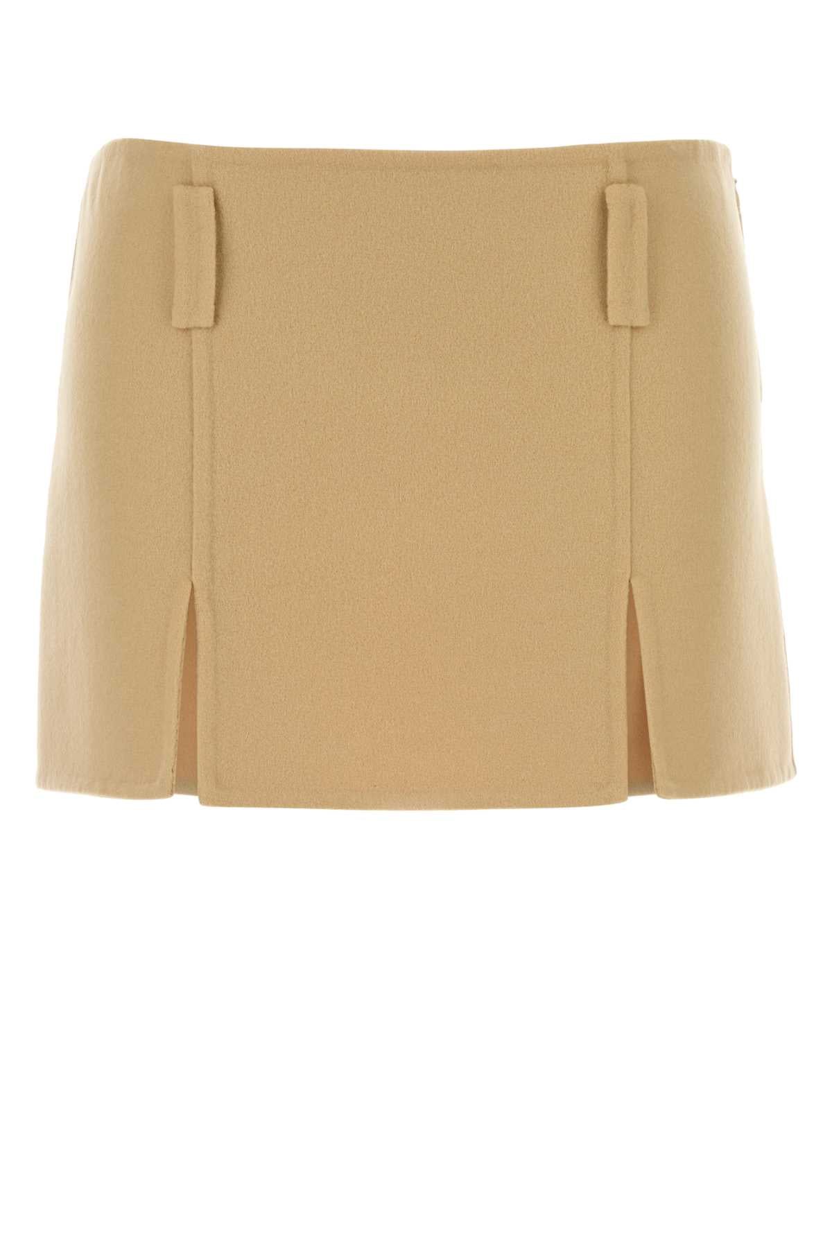 Miu Miu Women Pastel Yellow Wool Blend Mini Skirt MIU MIU