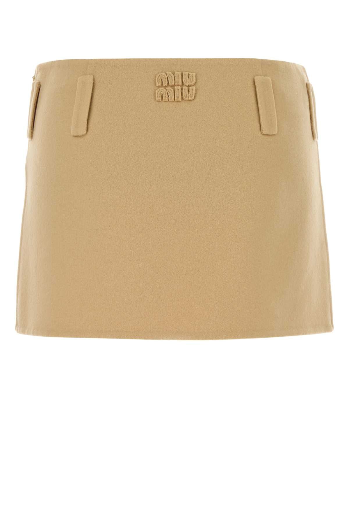 Miu Miu Women Pastel Yellow Wool Blend Mini Skirt MIU MIU