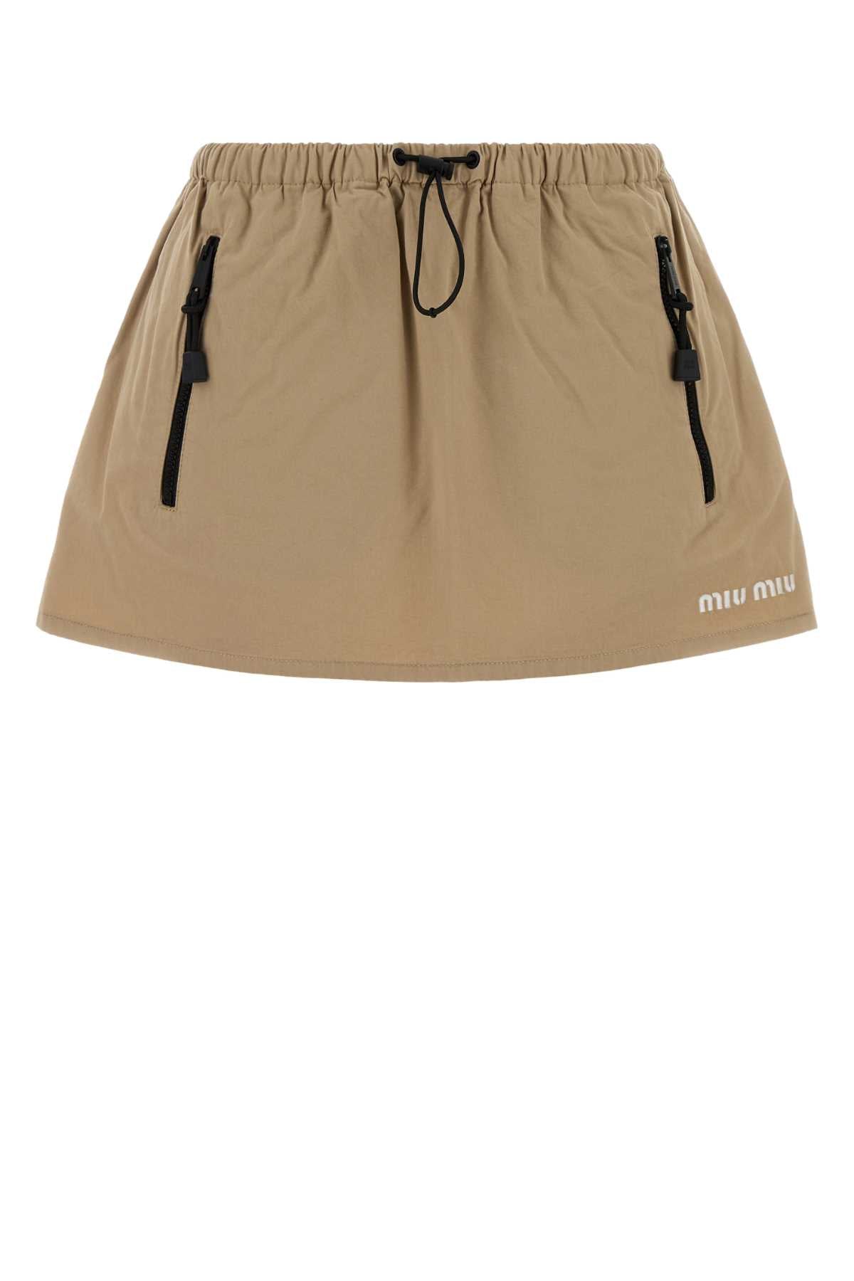 Miu Miu Women Beige Gabardine Mini Skirt MIU MIU