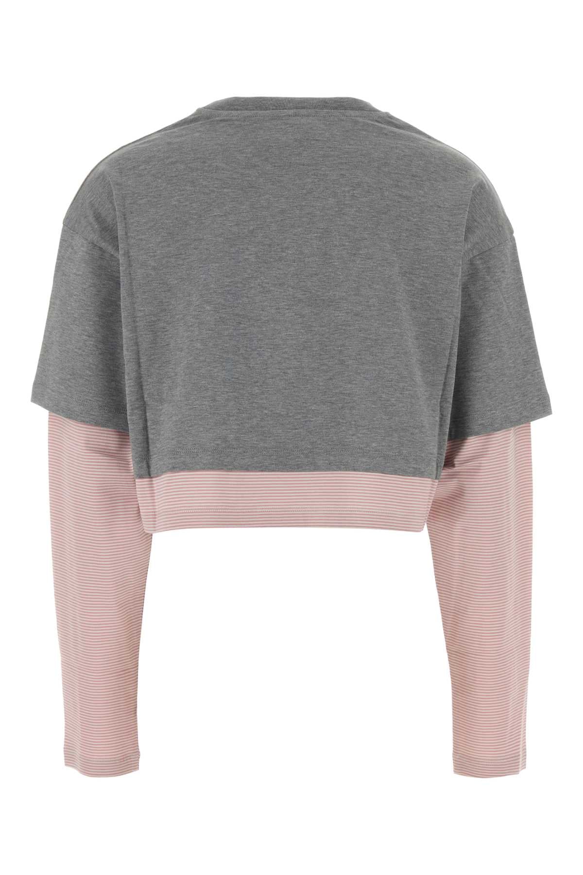 Miu Miu Women Grey Cotton T-Shirt MIU MIU