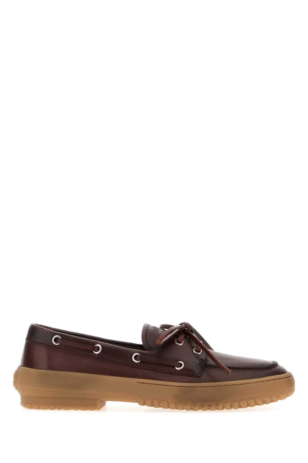 Miu Miu Women Chocolate Leather Loafers MIU MIU