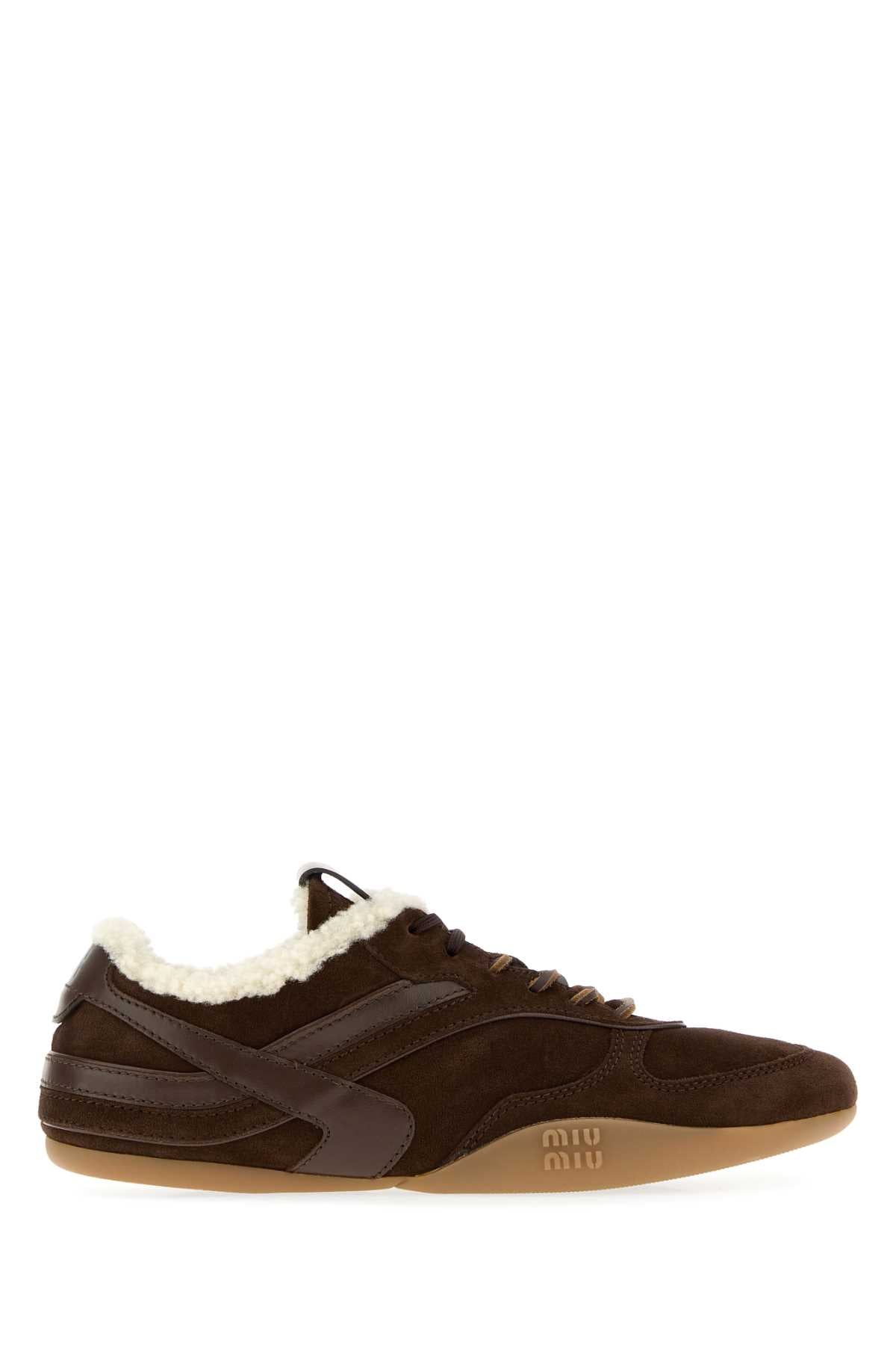 Miu Miu Women Brown Suede Sneakers MIU MIU