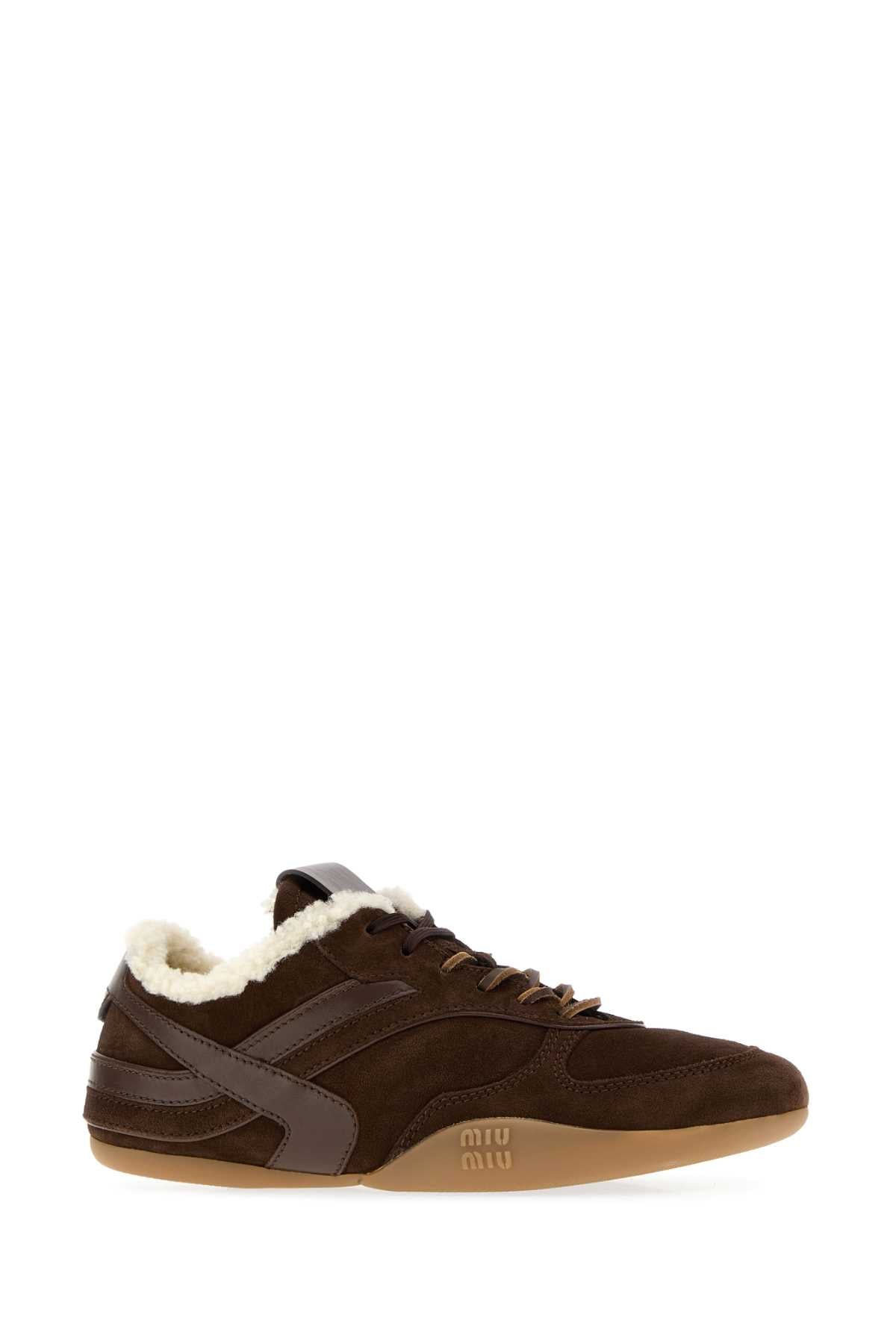 Miu Miu Women Brown Suede Sneakers MIU MIU