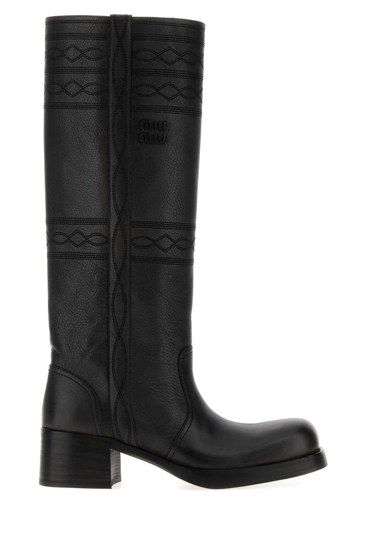 Miu Miu Women Dark Brown Leather Boots MIU MIU