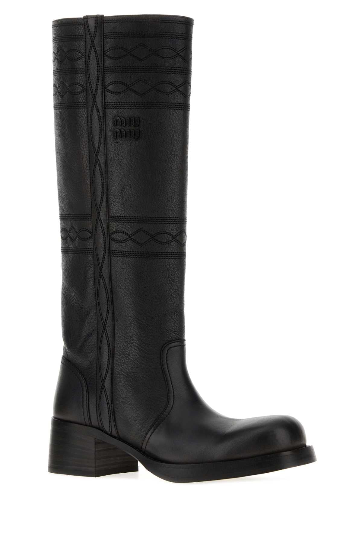 Miu Miu Women Dark Brown Leather Boots MIU MIU