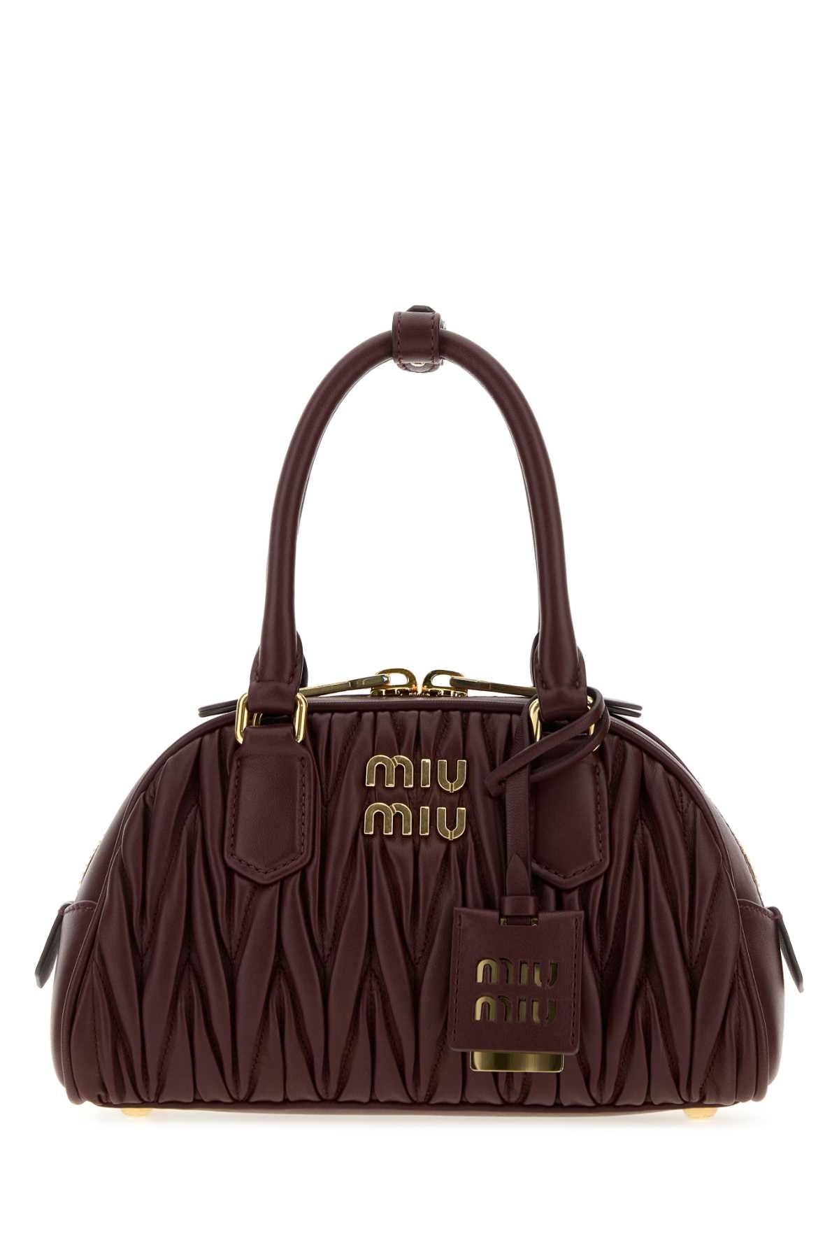 Miu Miu Women Burgundy Nappa Leather Arcadie Handbag MIU MIU