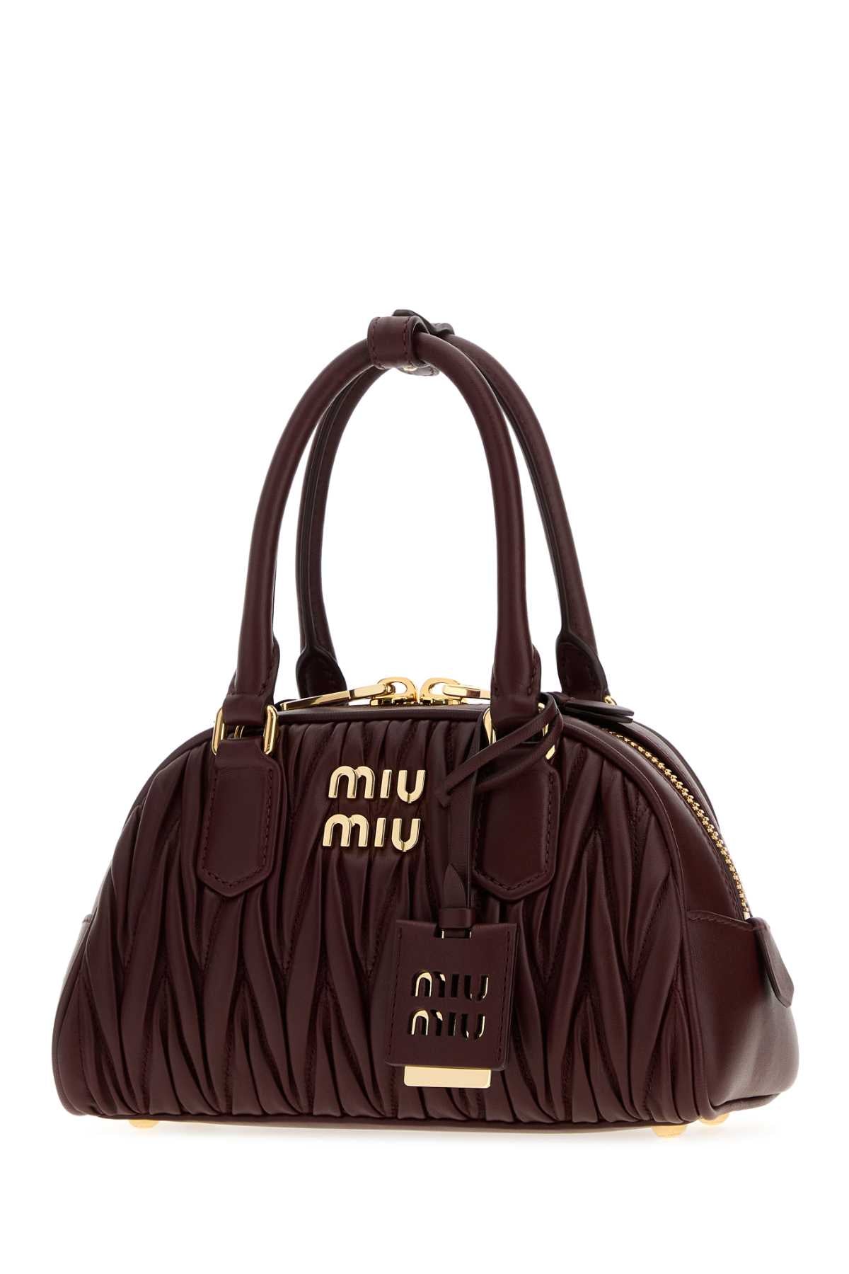 Miu Miu Women Burgundy Nappa Leather Arcadie Handbag MIU MIU