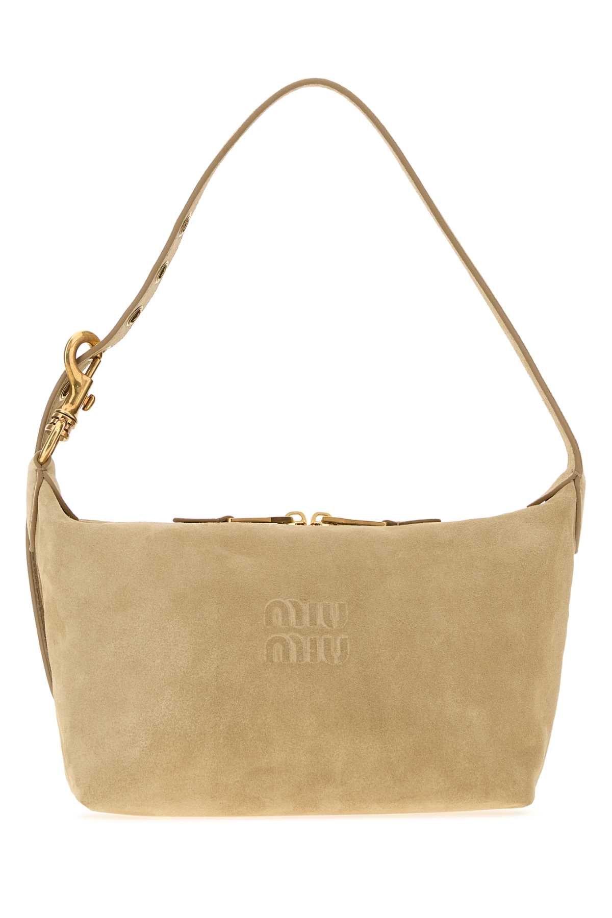Miu Miu Women Beige Suede Shoulder Bag MIU MIU