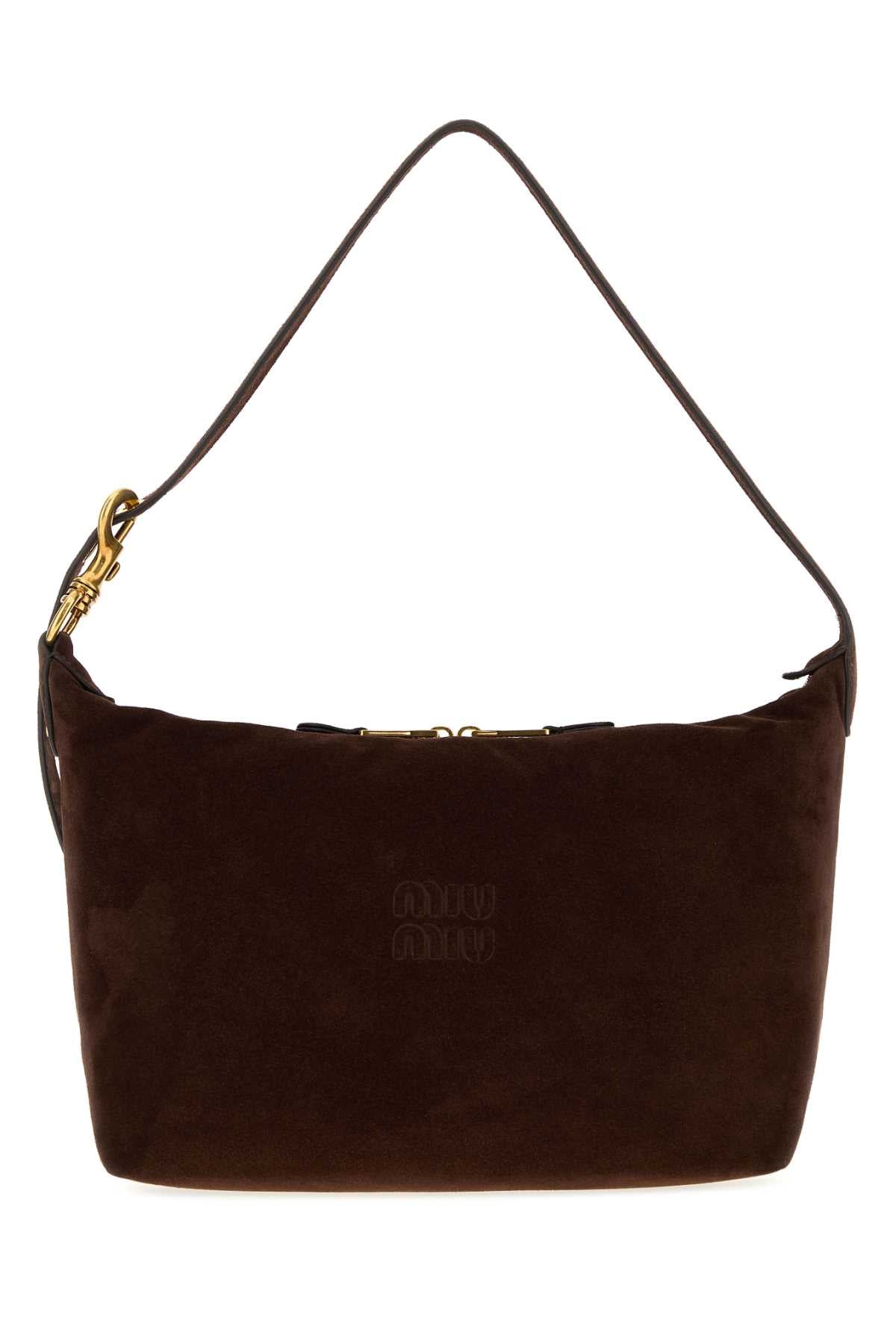 Miu Miu Women Chocolate Suede Shopping Bag MIU MIU