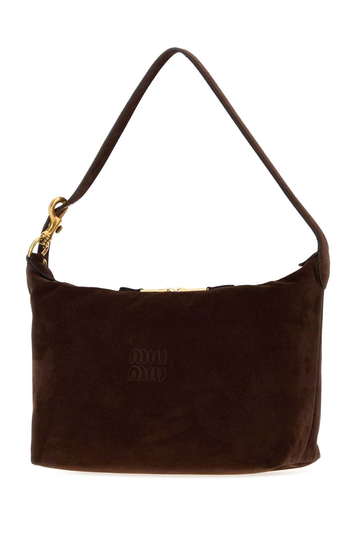 Miu Miu Women Chocolate Suede Shopping Bag MIU MIU
