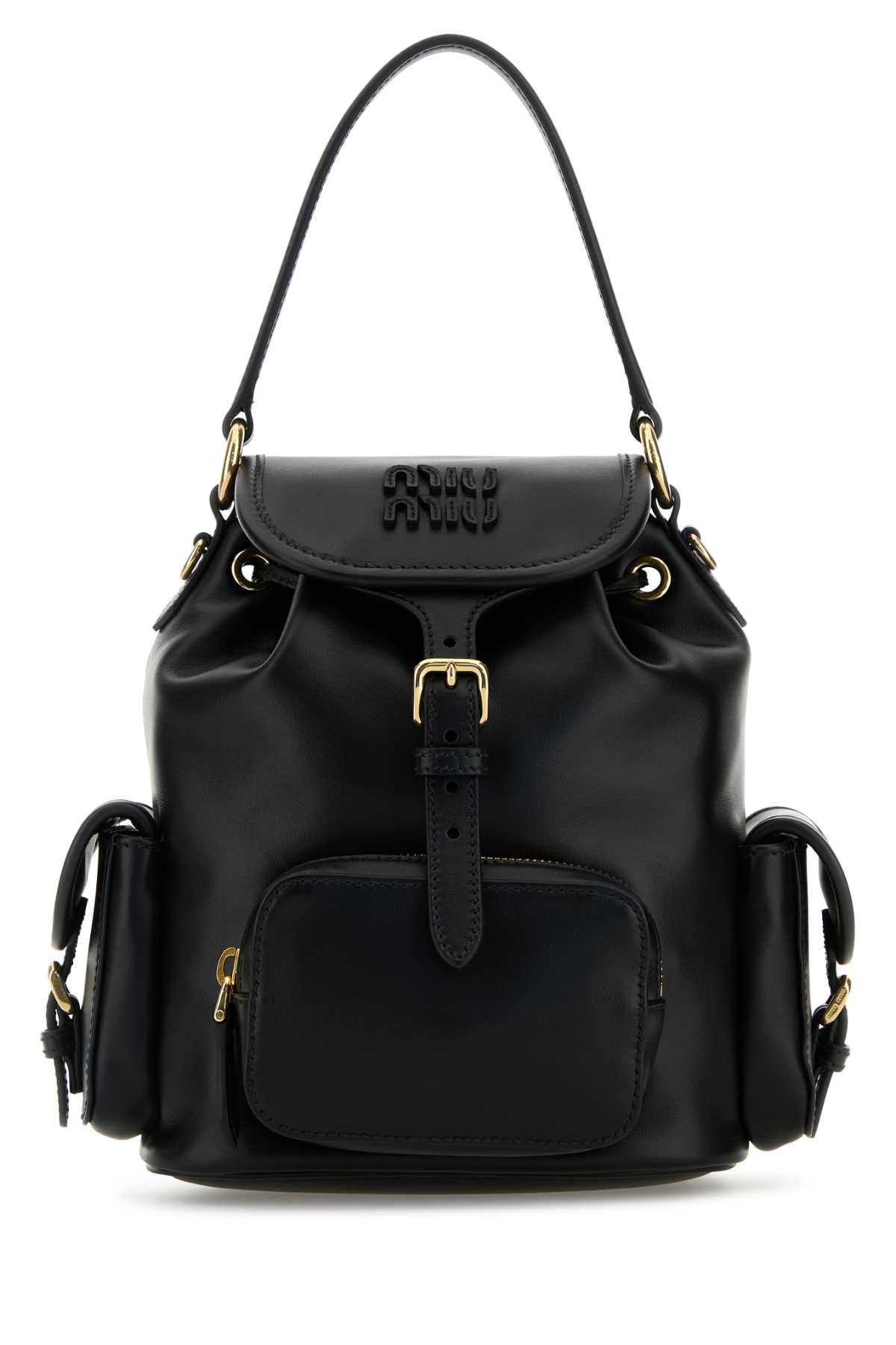 Miu Miu Women Black Leather Backpack MIU MIU