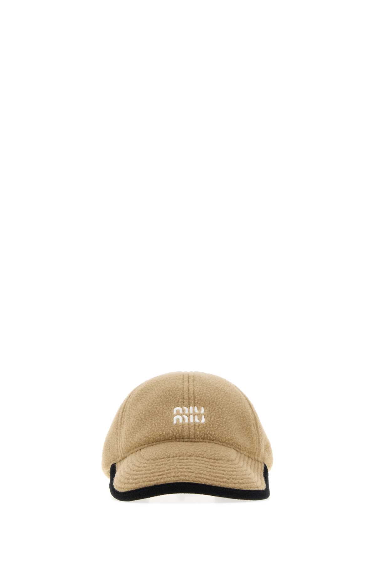 Miu Miu Women Camel Flannel Baseball Cap MIU MIU