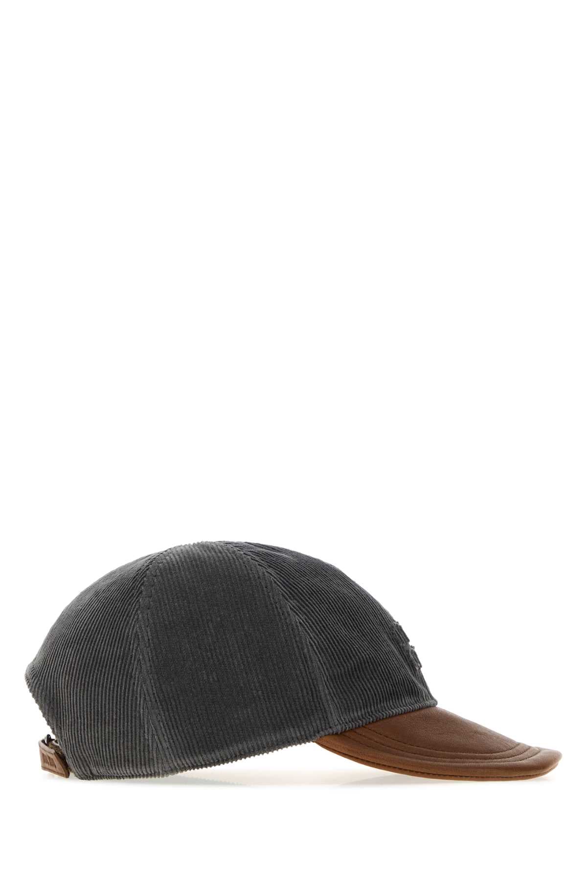 Miu Miu Women Grey Corduroy Baseball Cap MIU MIU