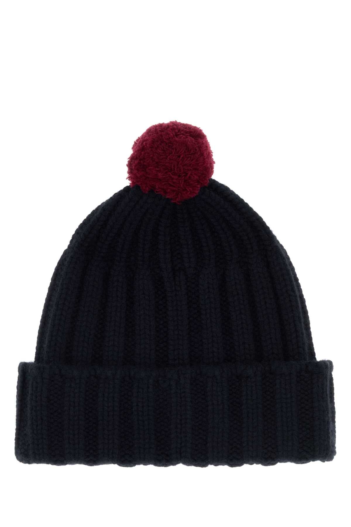 Miu Miu Women Navy Blue Cashmere Beanie Hat MIU MIU