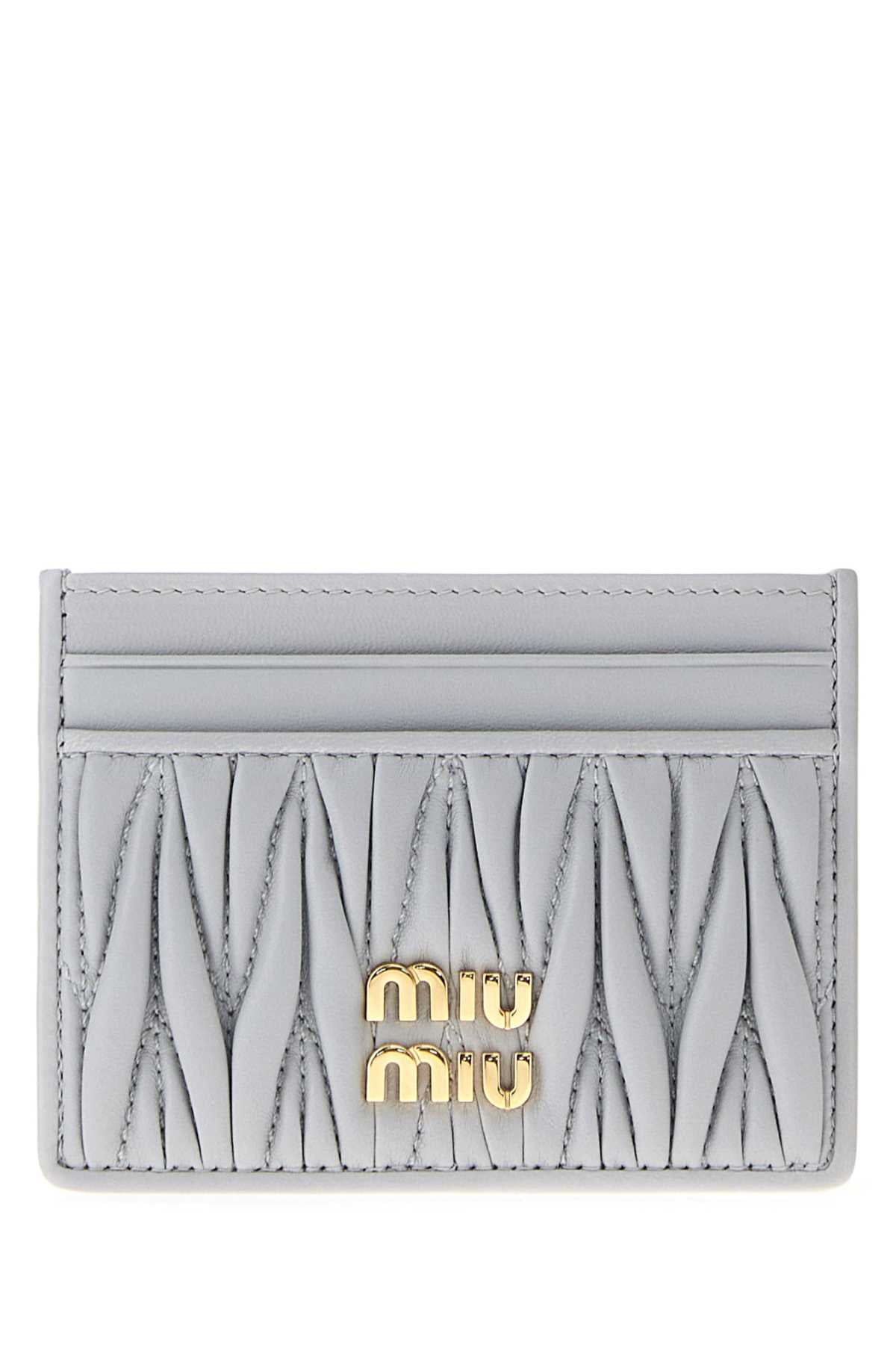 Miu Miu Women Pastel Light-Blue Leather Card Holder MIU MIU