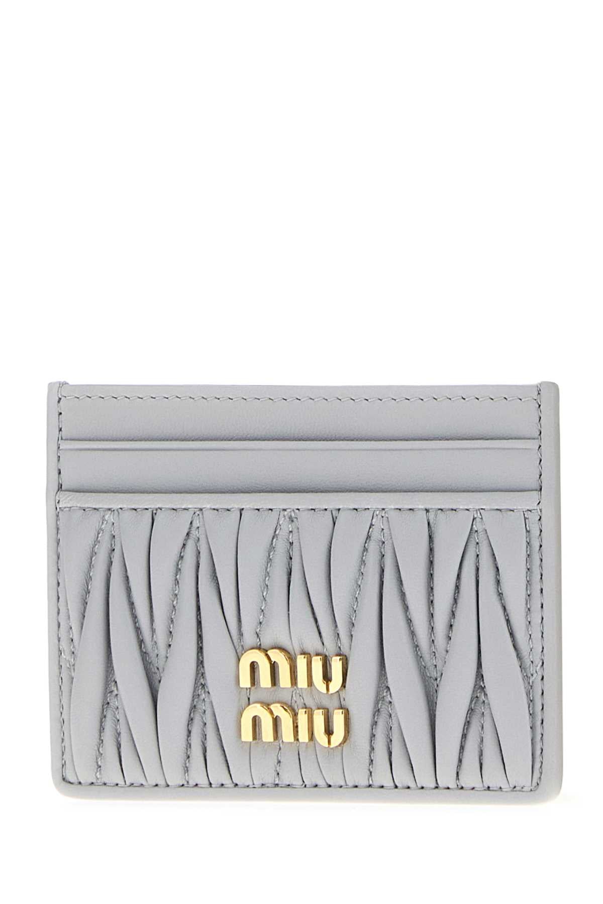 Miu Miu Women Pastel Light-Blue Leather Card Holder MIU MIU