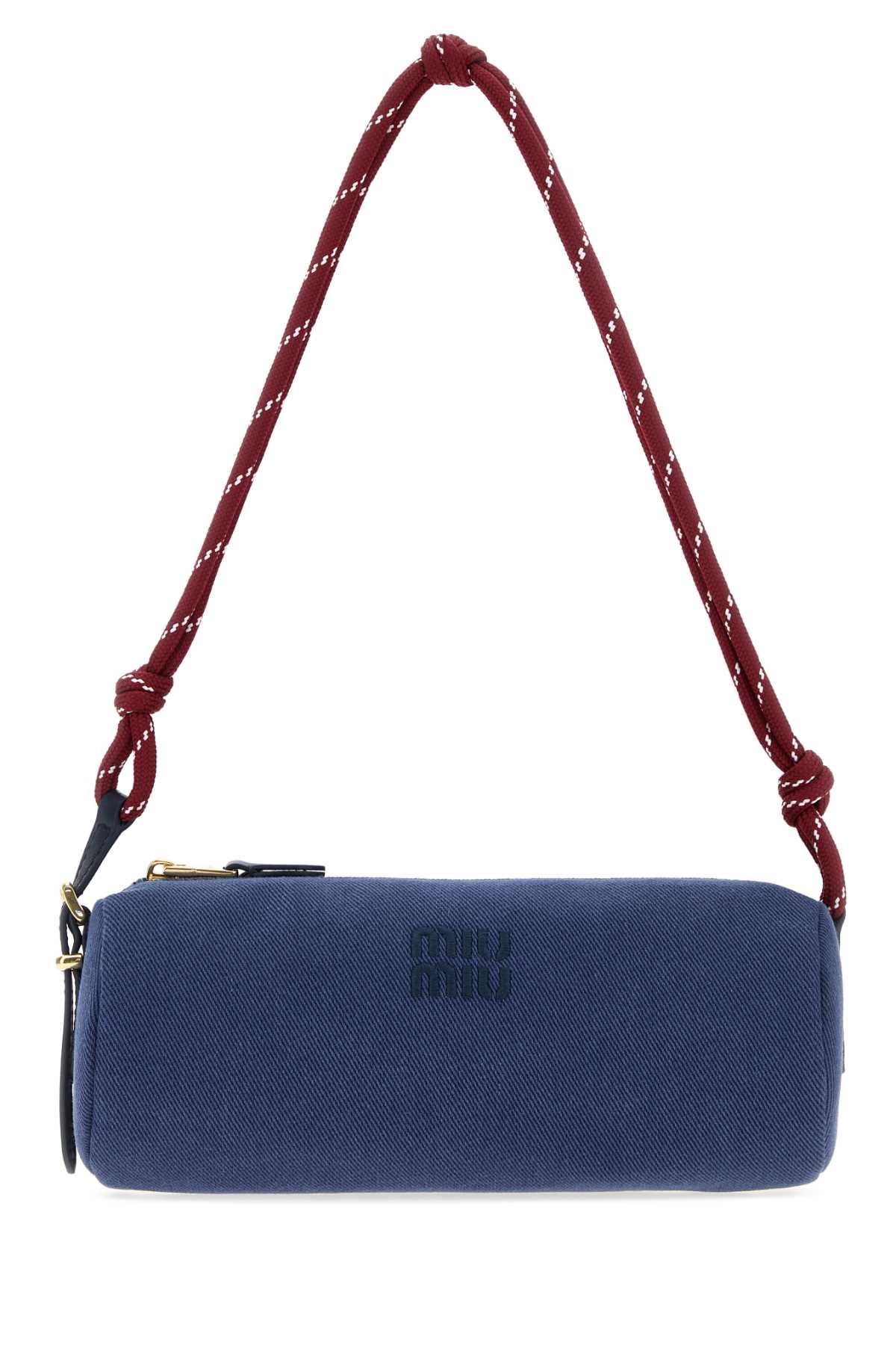 Miu Miu Women Navy Blue Gabardine Shoulder Bag MIU MIU