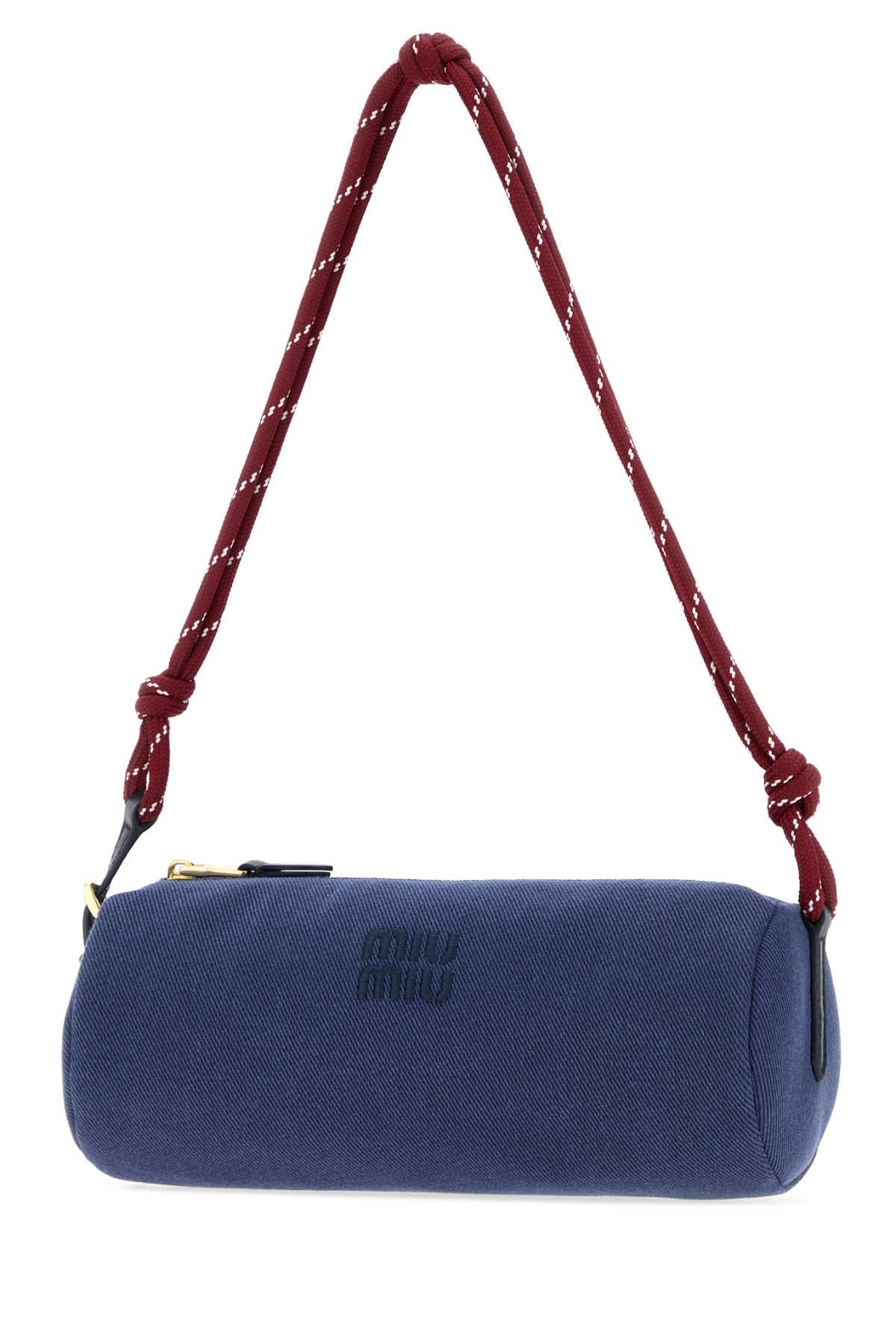 Miu Miu Women Navy Blue Gabardine Shoulder Bag MIU MIU
