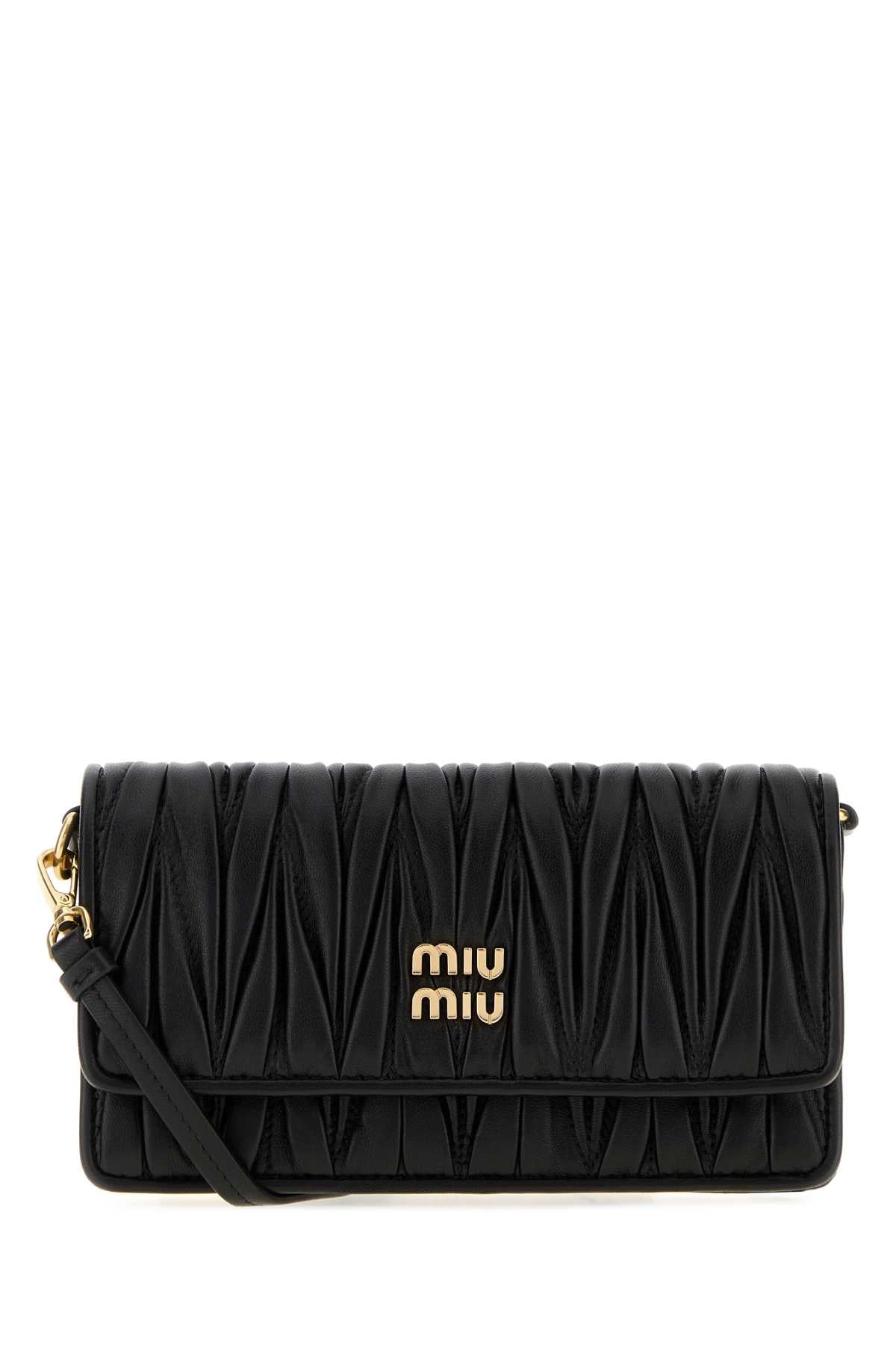 Miu Miu Women Black Nappa Leather Mini Crossbody Bag MIU MIU