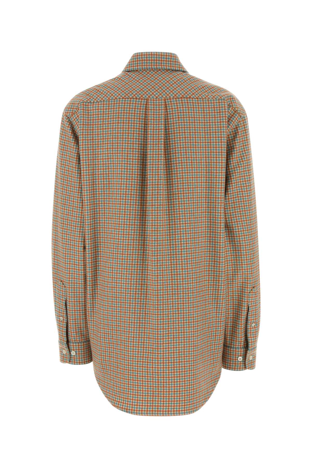 Miu Miu Women Embroidered Flannel Oversize Shirt MIU MIU