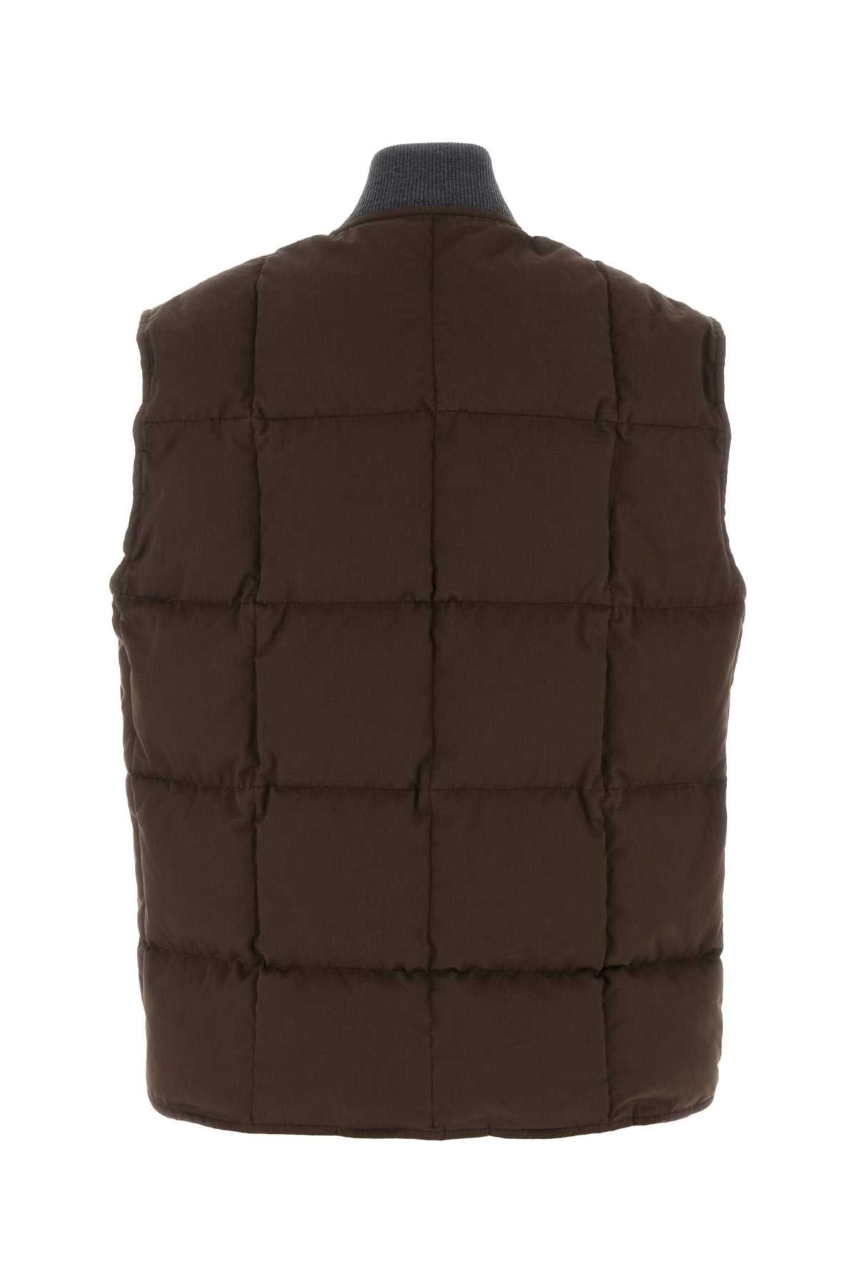 Miu Miu Women Brown Gabardine Sleeveless Down Jacket MIU MIU