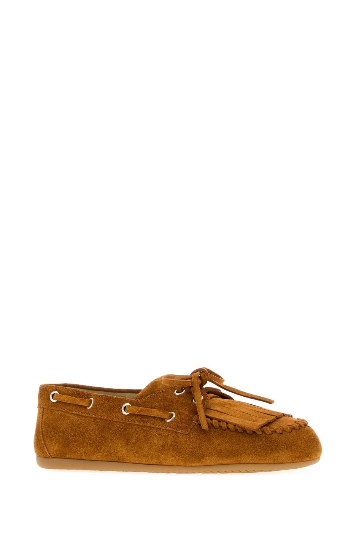 Miu Miu Women Caramel Suede Loafers MIU MIU