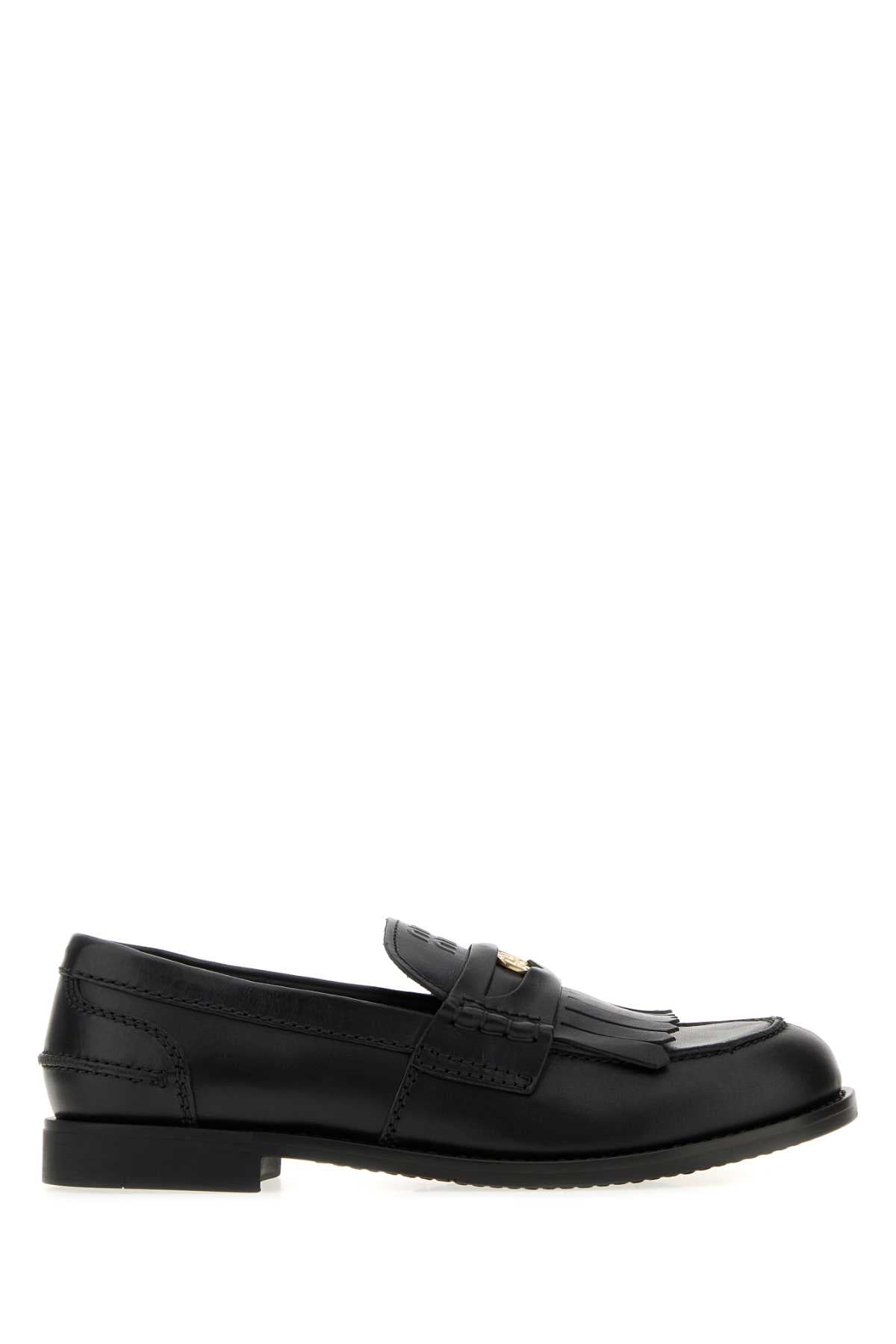 Miu Miu Women Black Leather Loafers MIU MIU
