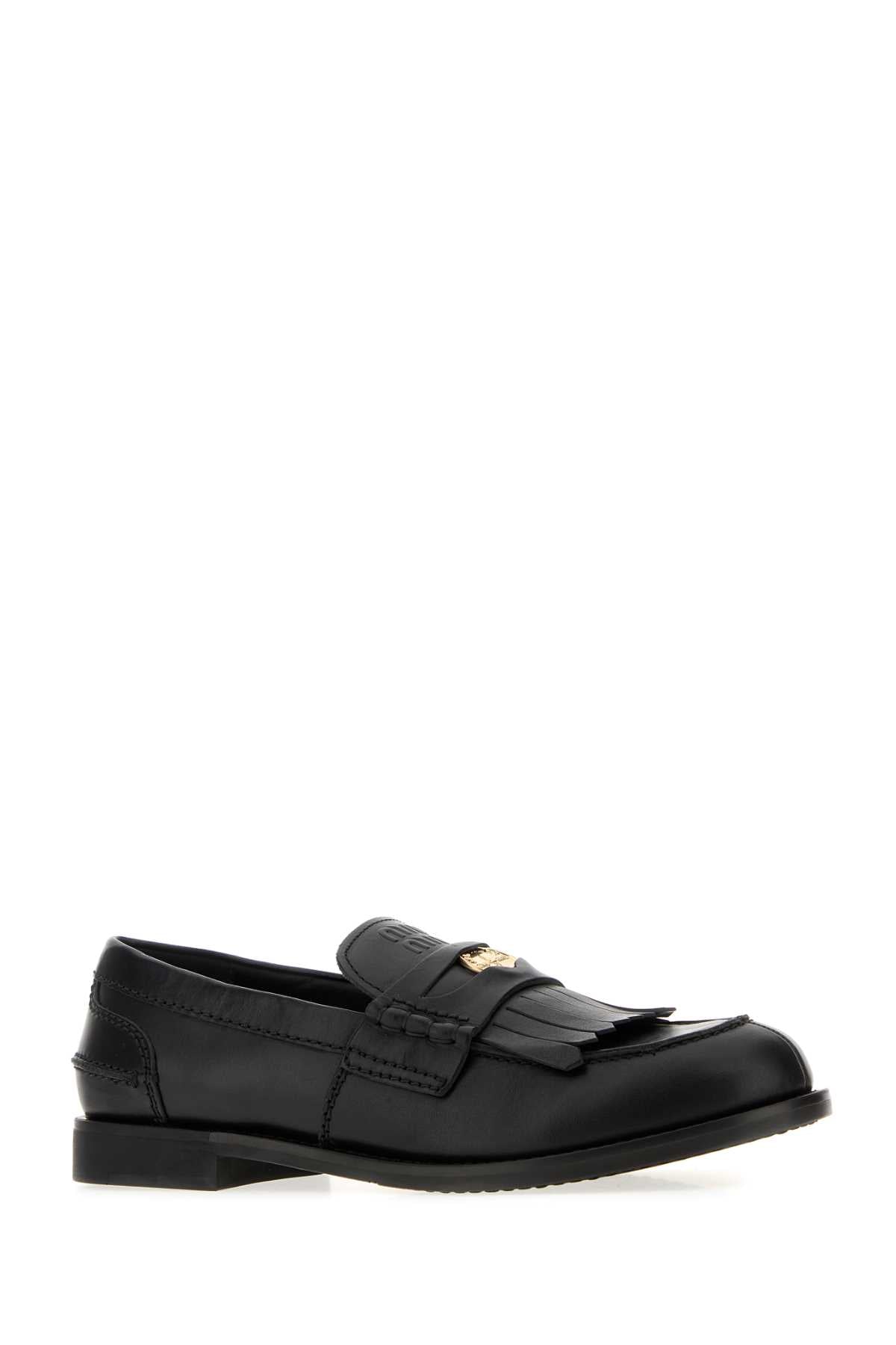 Miu Miu Women Black Leather Loafers MIU MIU