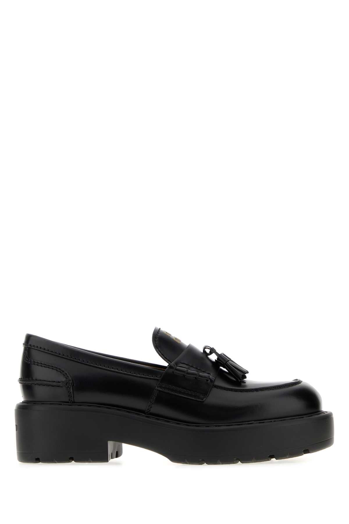 Miu Miu Women Black Leather Loafers MIU MIU