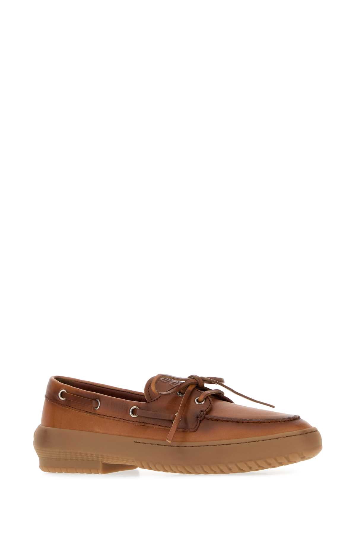 Miu Miu Women Caramel Leather Loafers MIU MIU