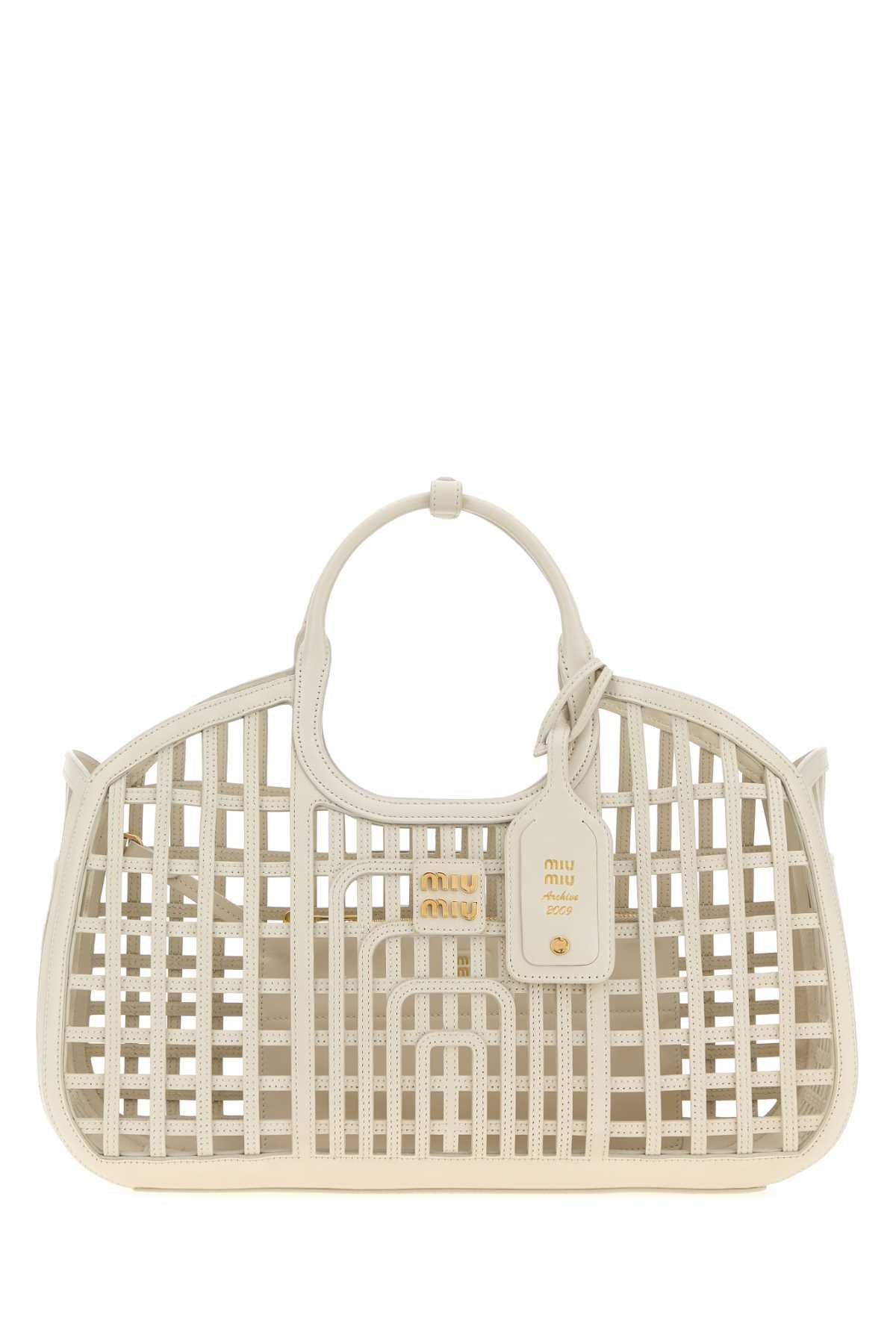 Miu Miu Women Chalk Leather Shopping Bag MIU MIU