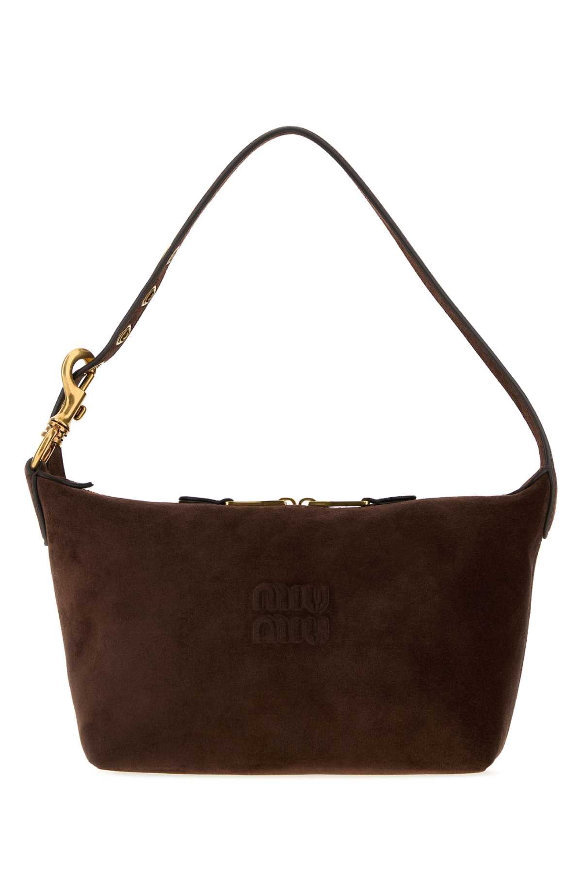 Miu Miu Women Dark Brown Suede Shoulder Bag MIU MIU
