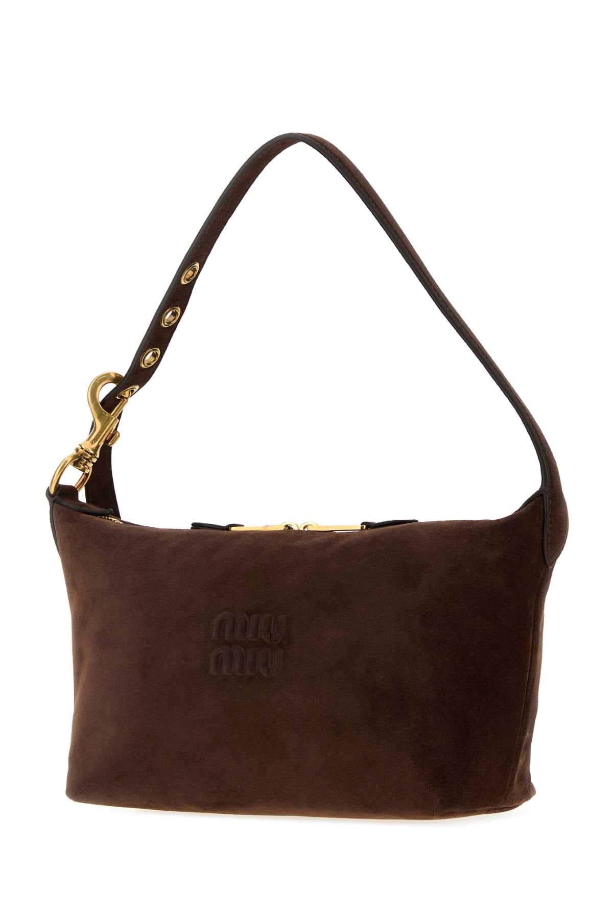 Miu Miu Women Dark Brown Suede Shoulder Bag MIU MIU