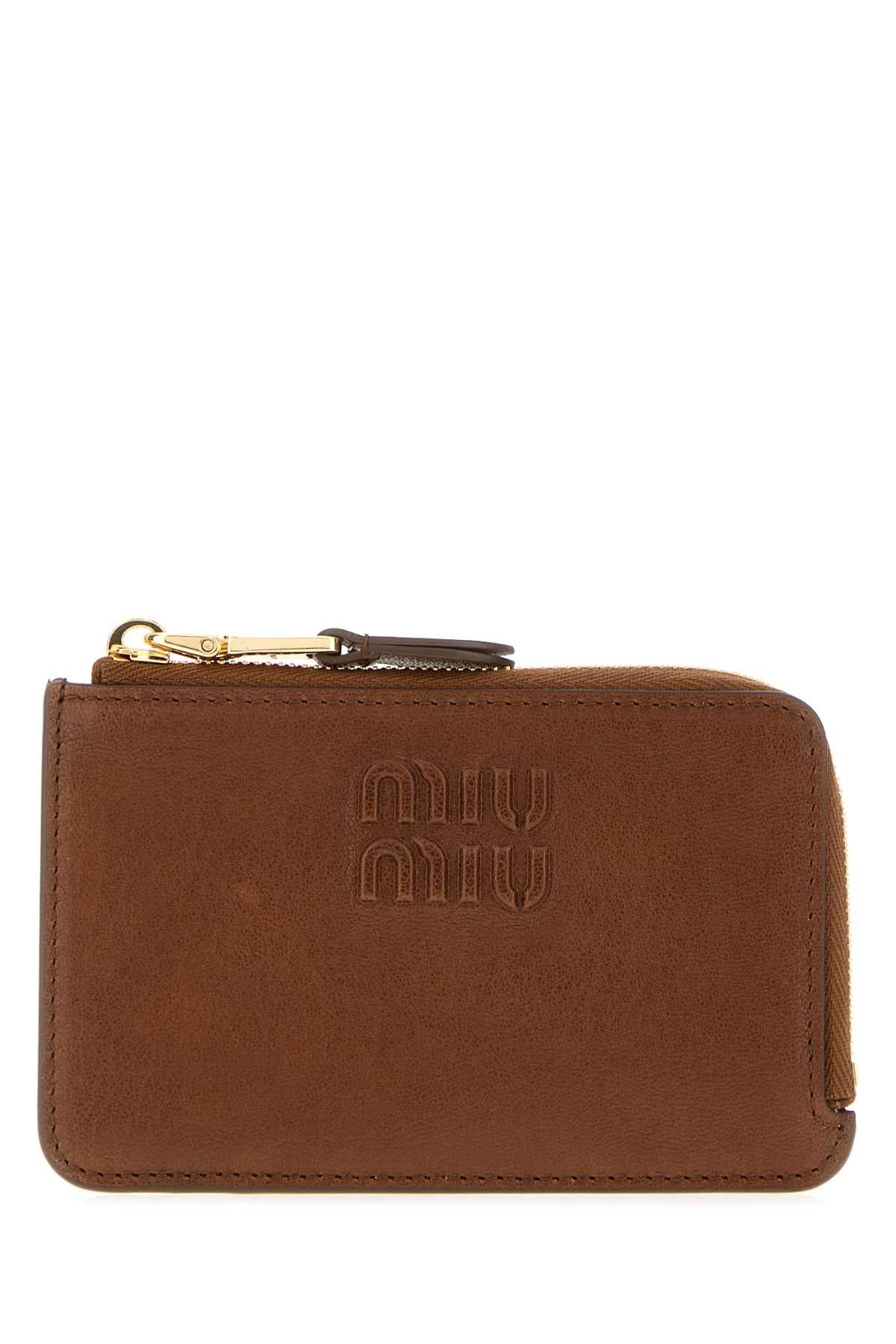 Miu Miu Women Brown Leather Card Holder MIU MIU