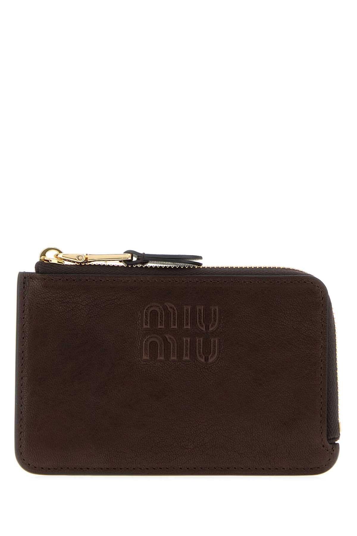Miu Miu Women Dark Brown Leather Card Holder MIU MIU