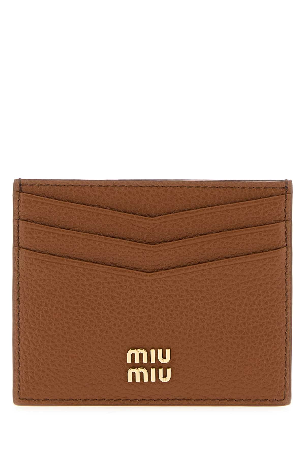 Miu Miu Women Camel Leather Card Holder MIU MIU