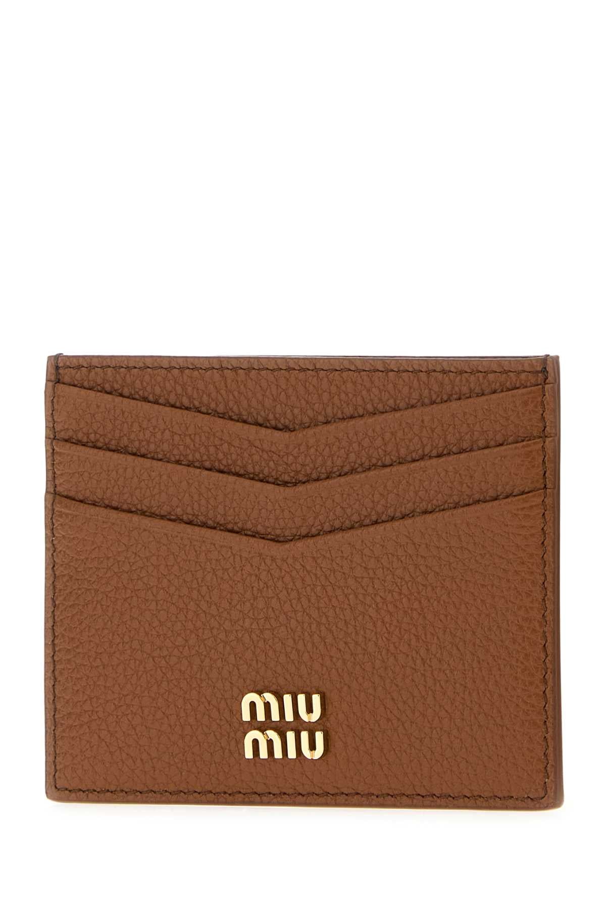 Miu Miu Women Camel Leather Card Holder MIU MIU