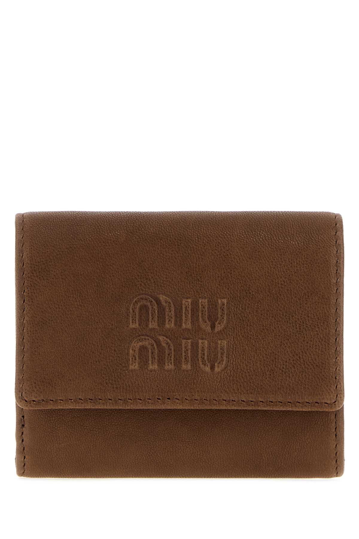 Miu Miu Women Brown Nappa Leather Wallet MIU MIU