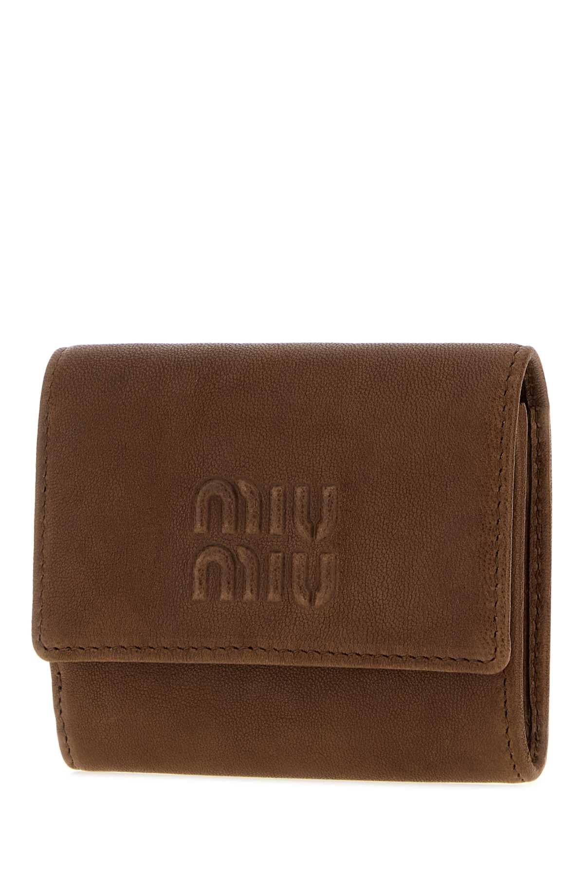 Miu Miu Women Brown Nappa Leather Wallet MIU MIU