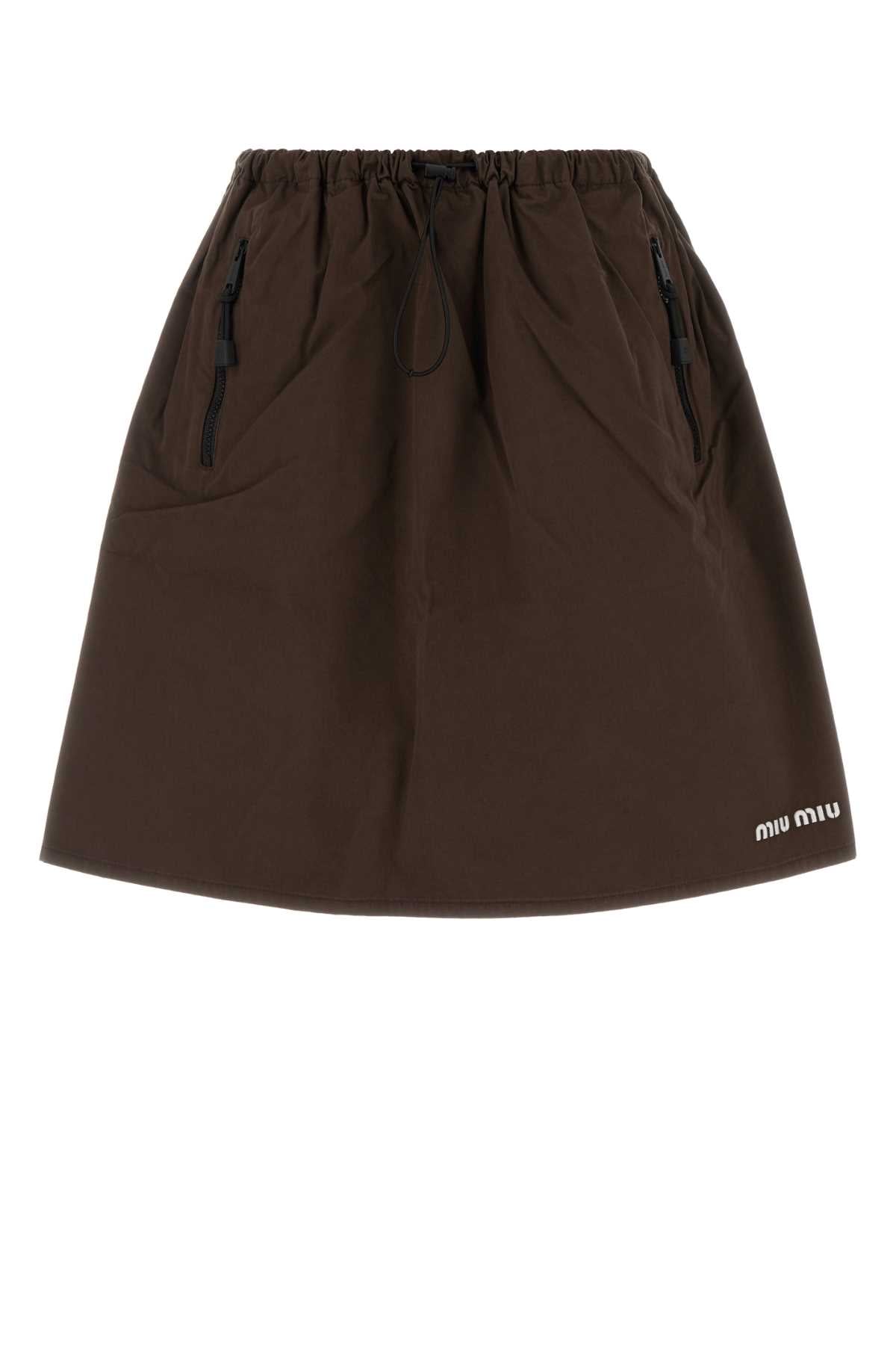 Miu Miu Women Brown Gabardine Skirt MIU MIU