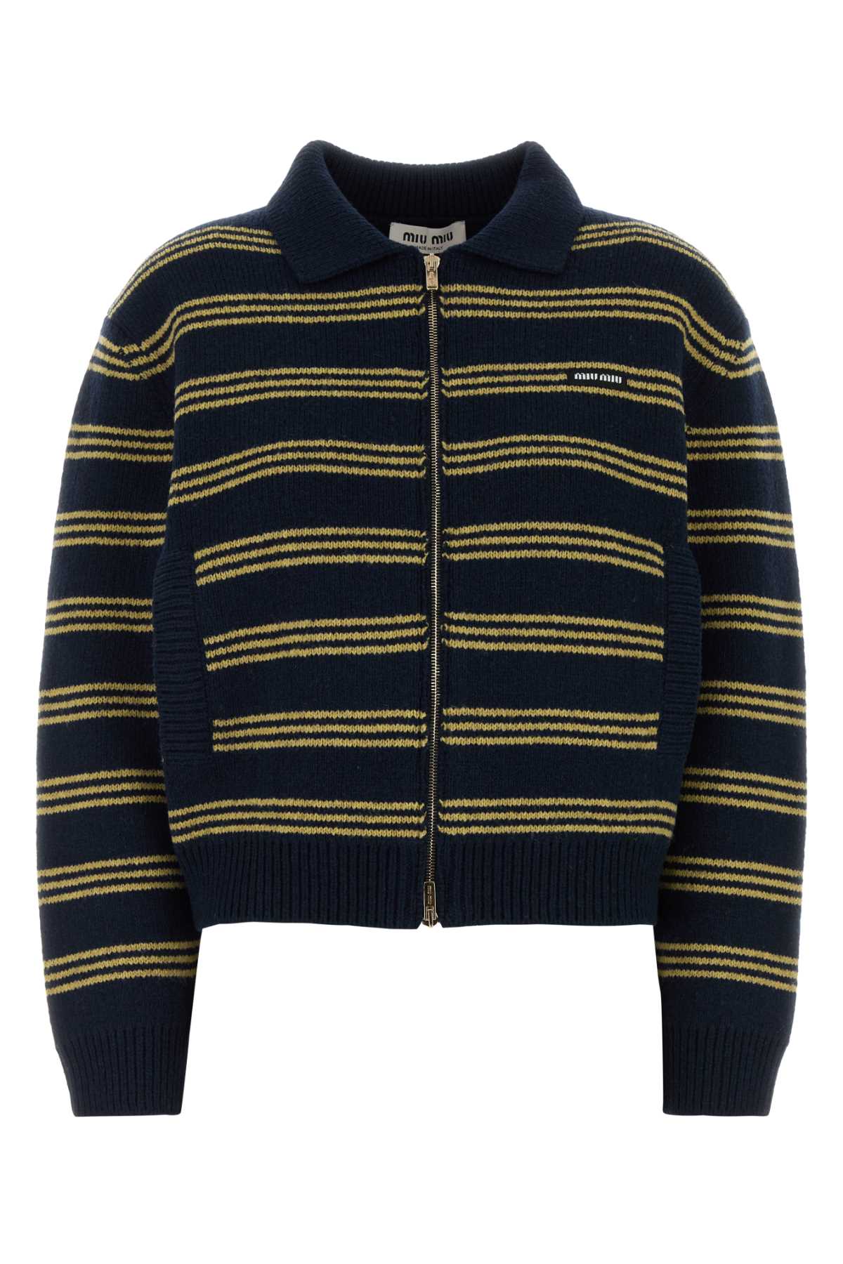 Miu Miu Women Embroidered Wool Blend Cardigan MIU MIU