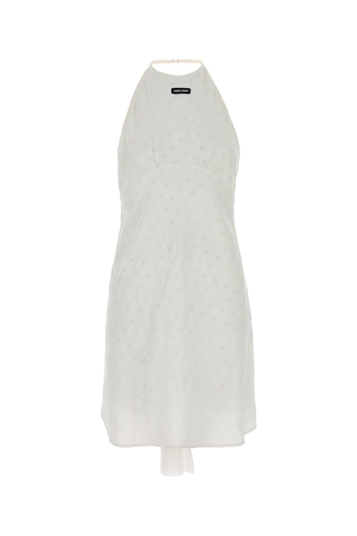 Miu Miu Women White Viscose Blend Mini Dress MIU MIU