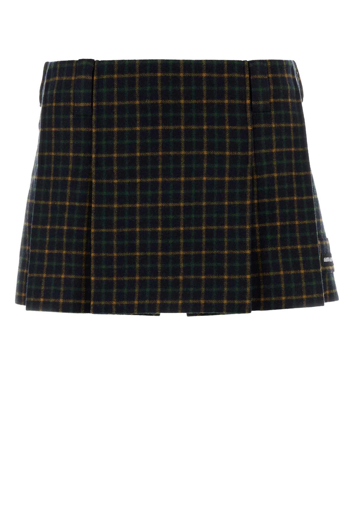 Miu Miu Women Embroidered Flannel Mini Skirt MIU MIU