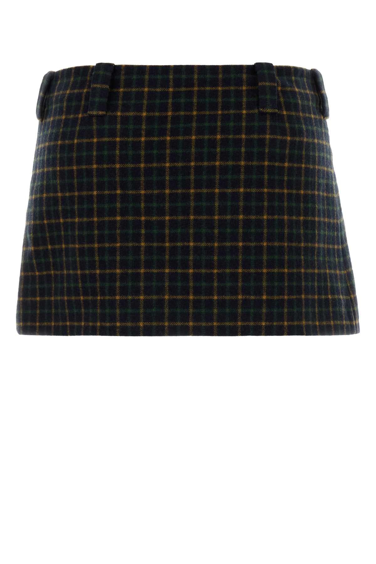 Miu Miu Women Embroidered Flannel Mini Skirt MIU MIU