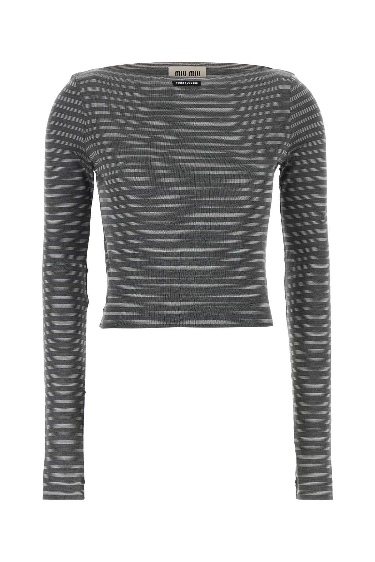 Miu Miu Women Embroidered Jersey T-Shirt MIU MIU