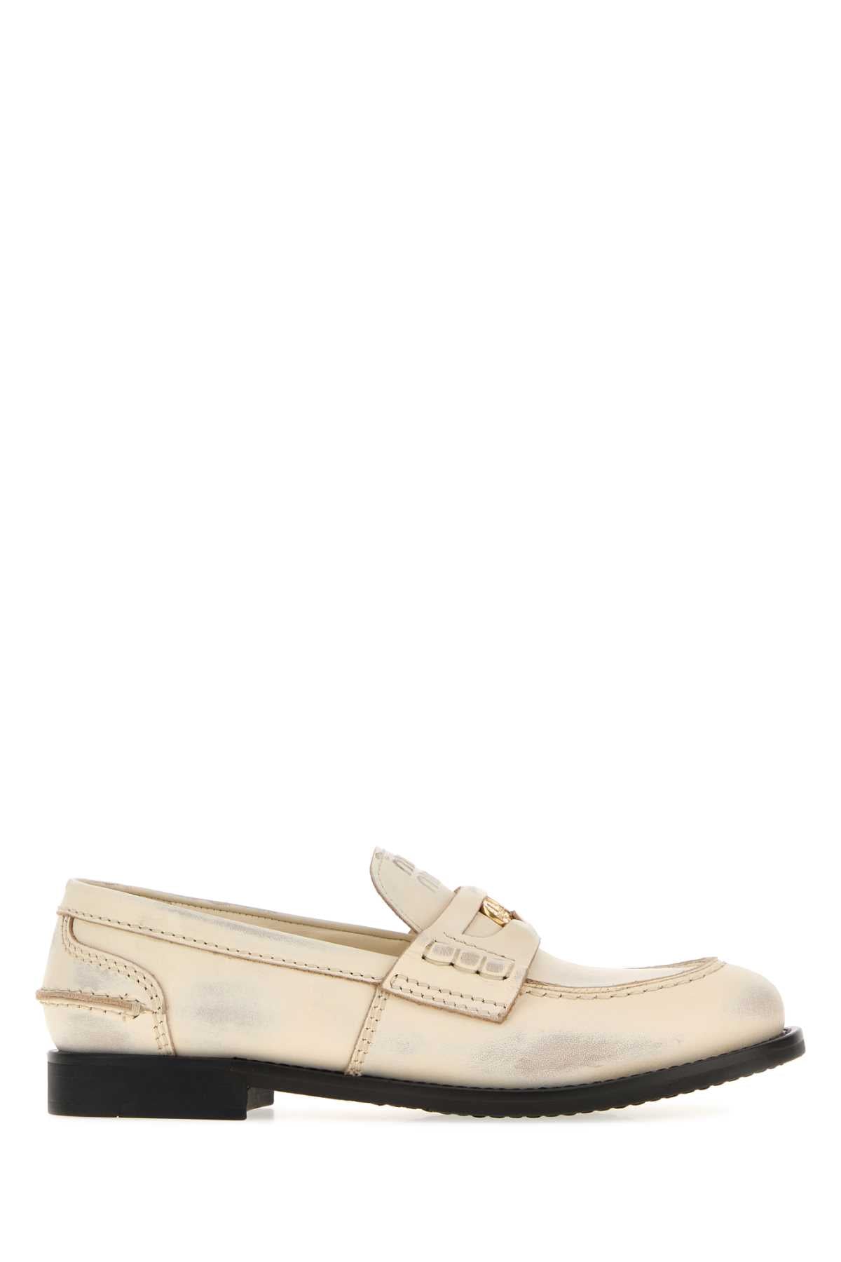 Miu Miu Women Ivory Leather Loafers MIU MIU