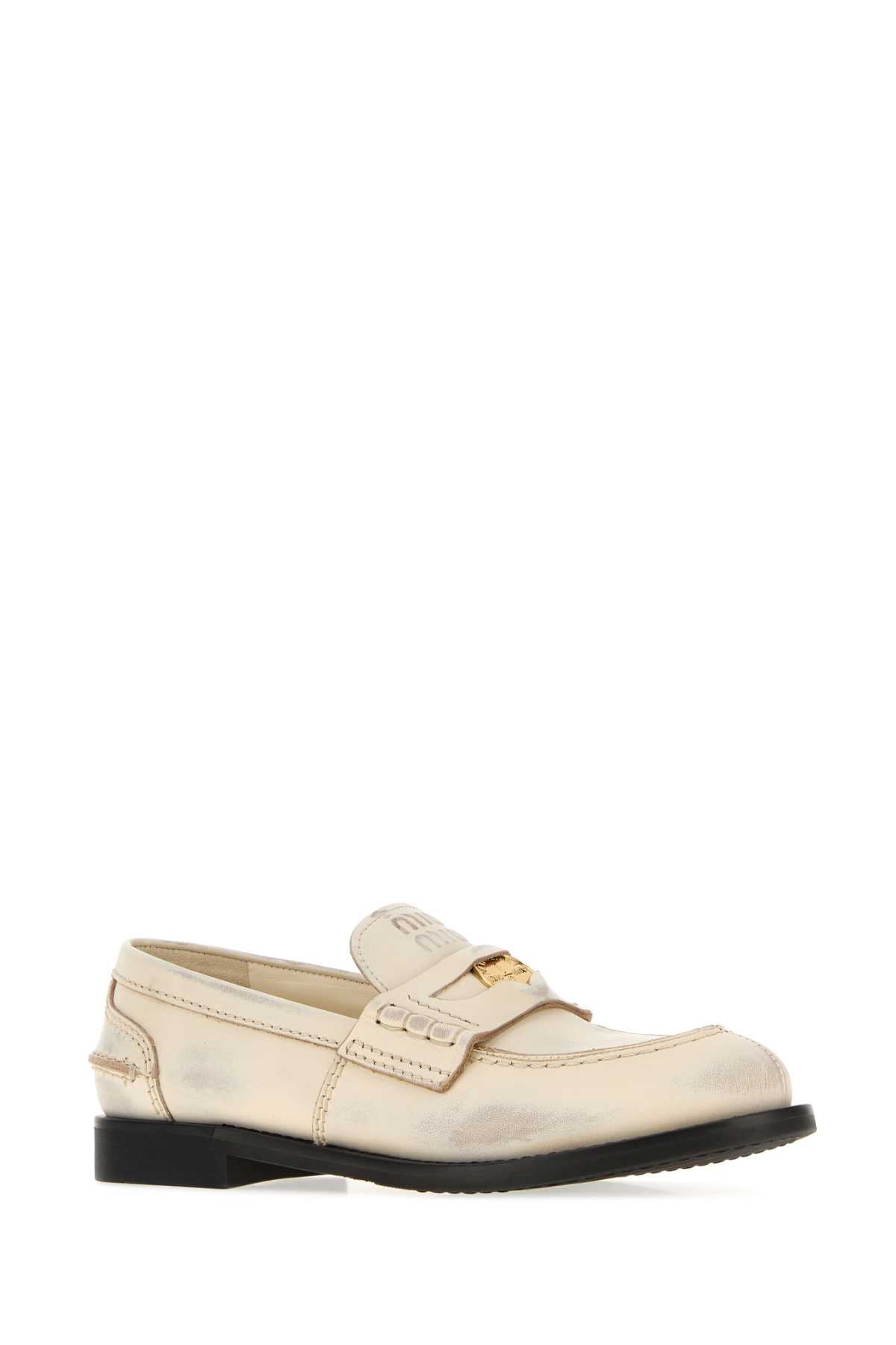 Miu Miu Women Ivory Leather Loafers MIU MIU