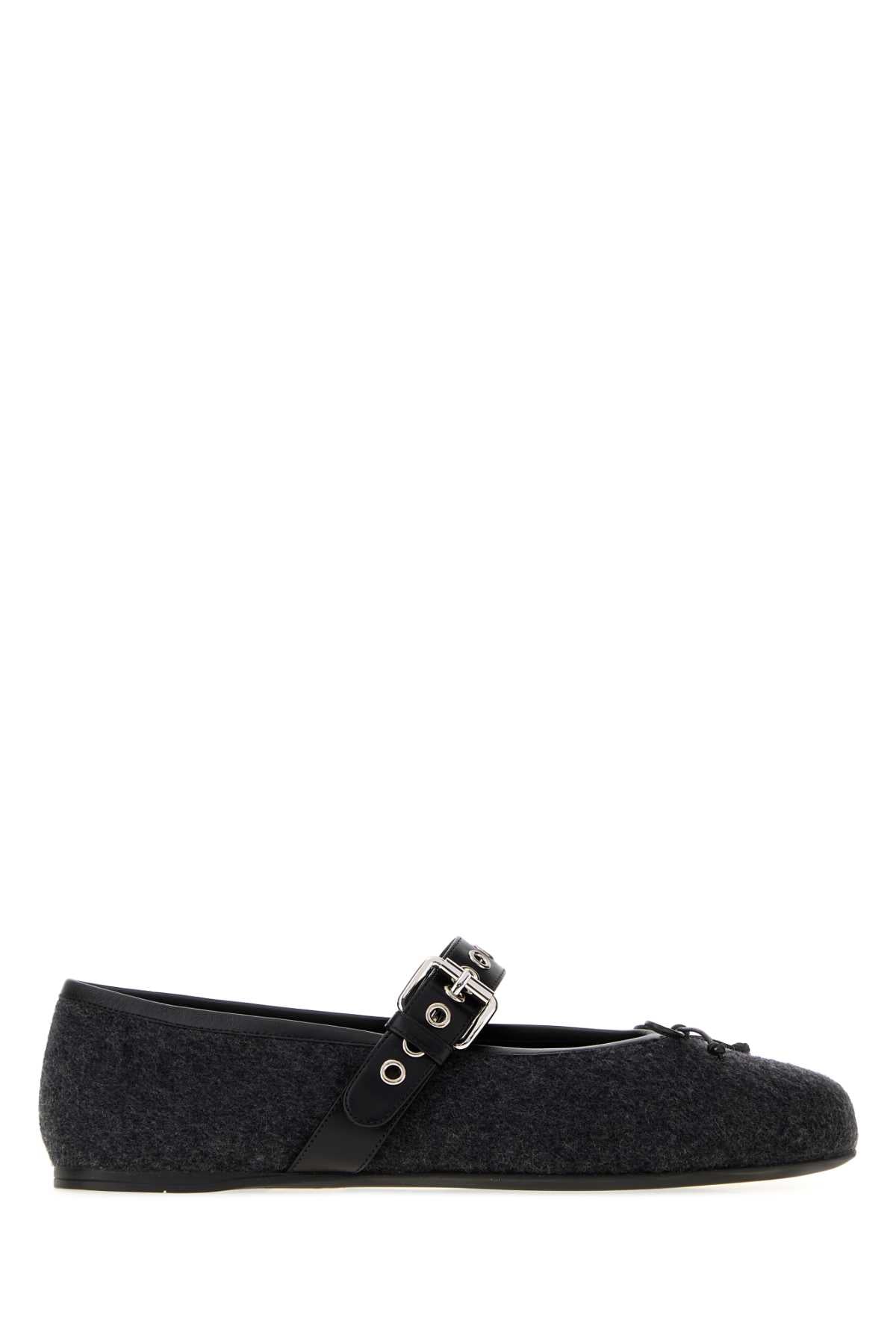 Miu Miu Women Charcoal Flannel Ballerinas MIU MIU